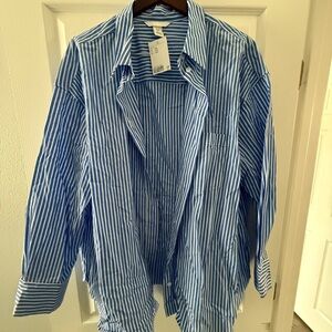 H&M Blue and White Striped Shirt
